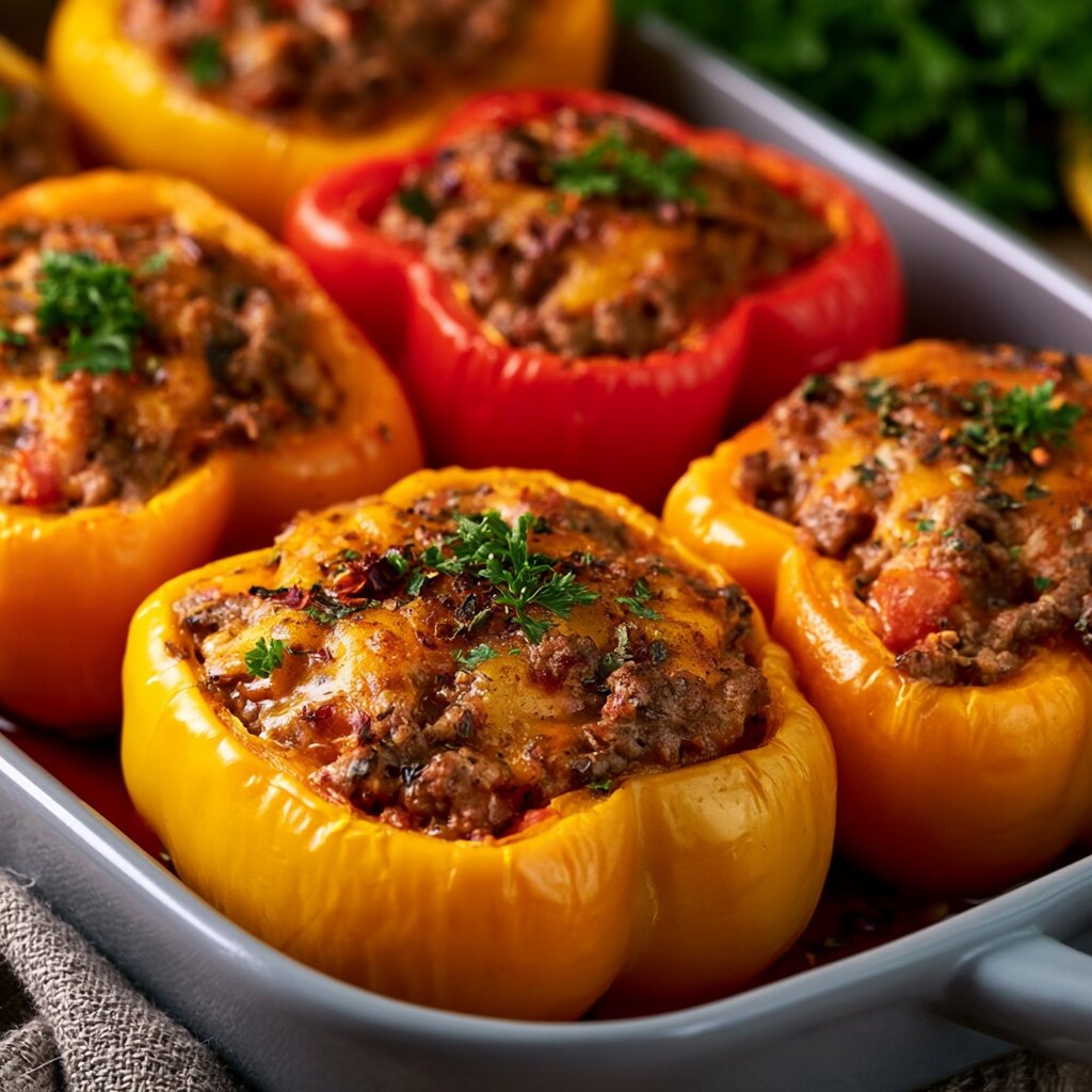 Saftige Paprika mit würziger Hackfleischfüllung