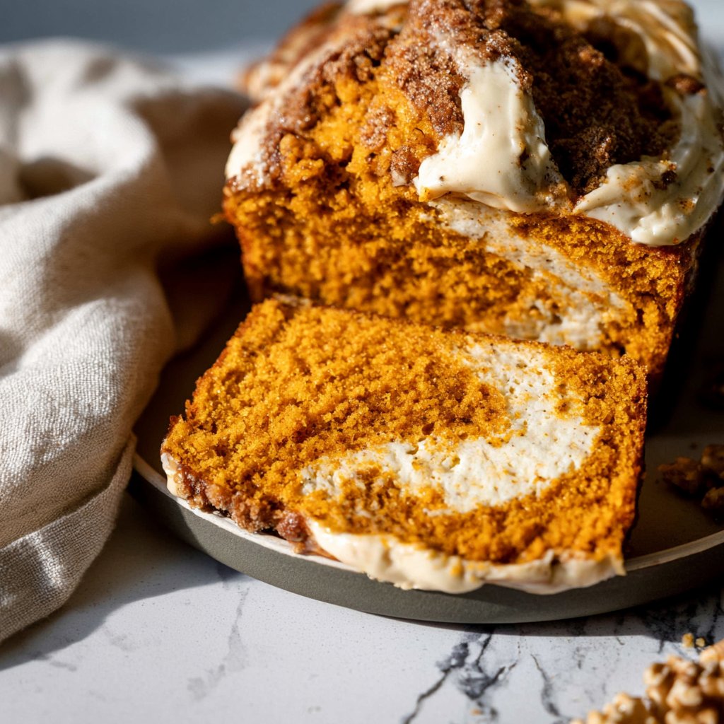 Starbucks-Style Pumpkin Cream Cheese Swirl Bread