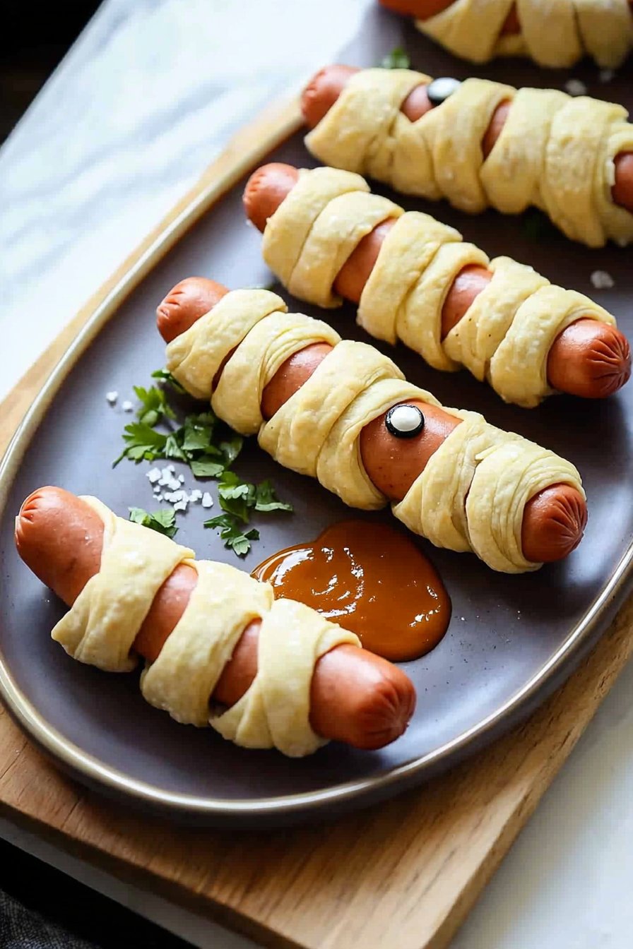 Mummy Hot Dogs for Halloween