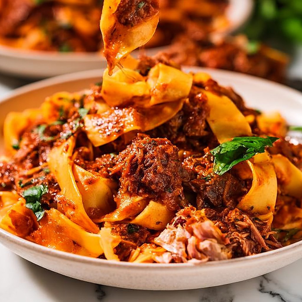 Slow-Braised Beef Ragù over Fresh Pappardelle