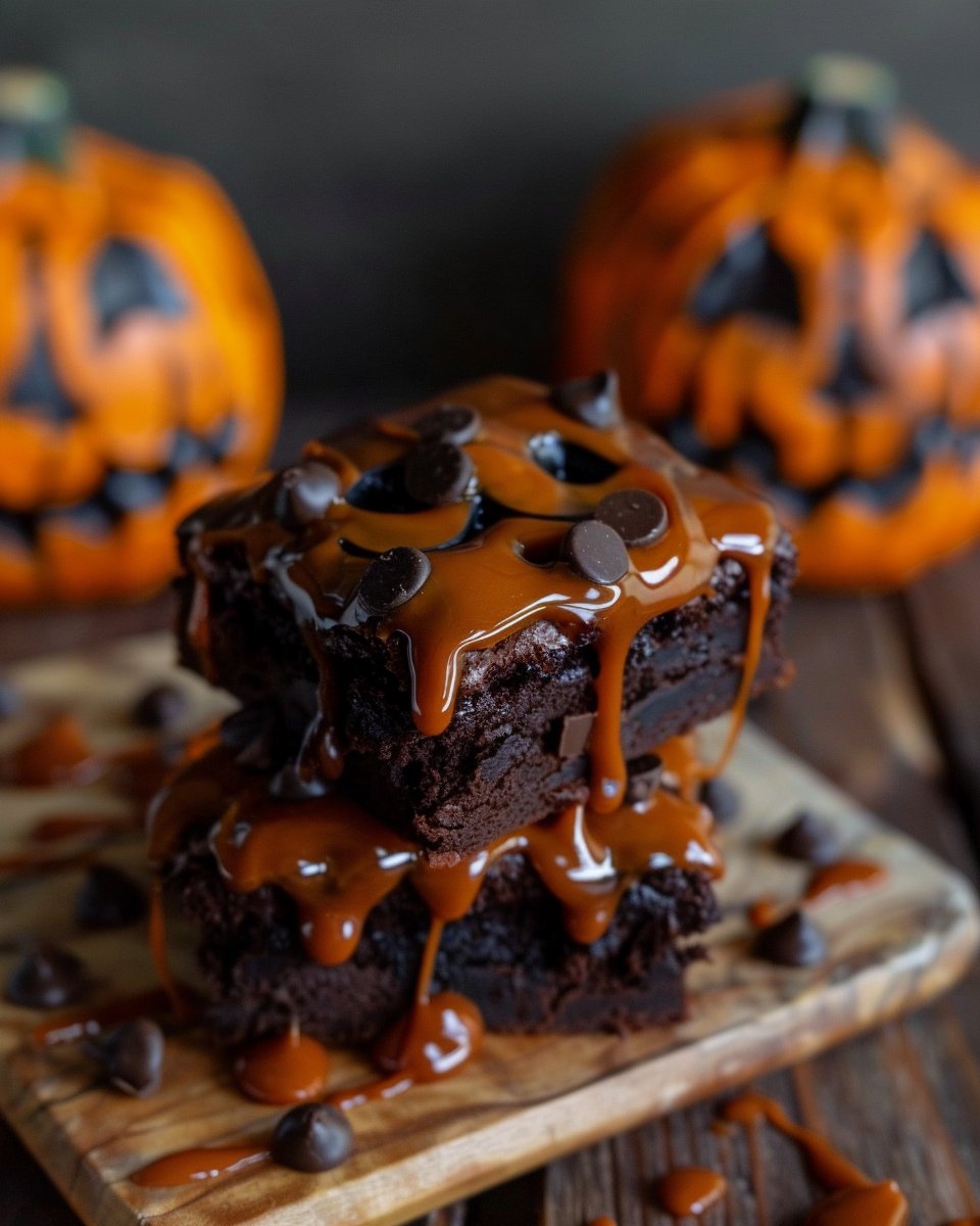 Melted Jack O' Lantern Brownies