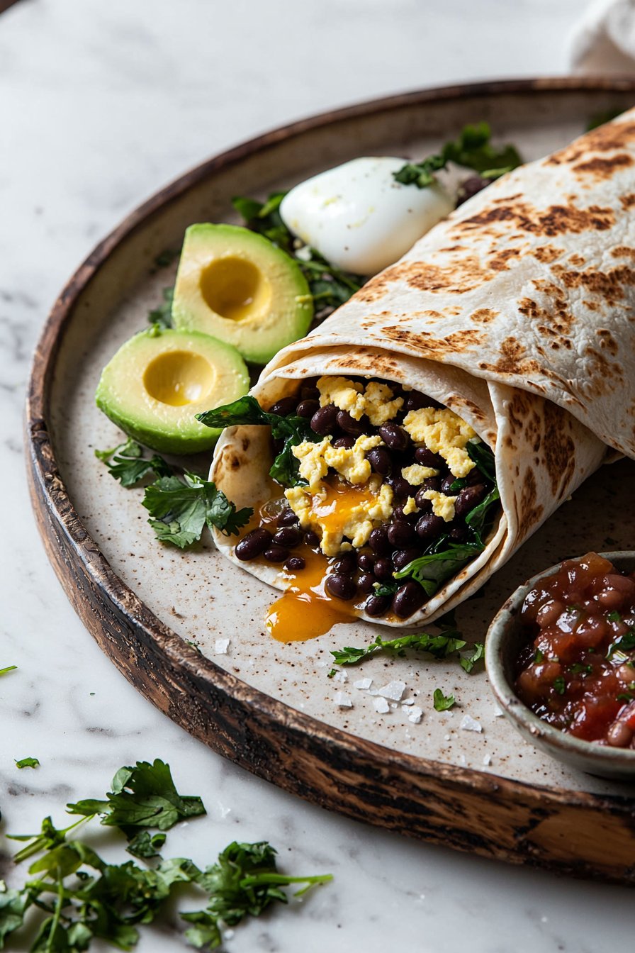 Hoher Eiweiß Frühstücks-Burrito