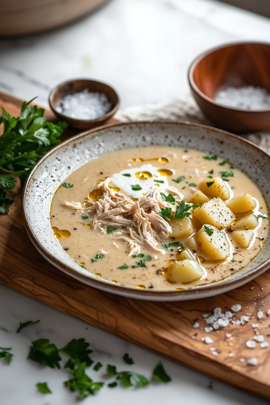 CREMIGE HÜHNCHEN-UND-KARTOFFELSUPPE
