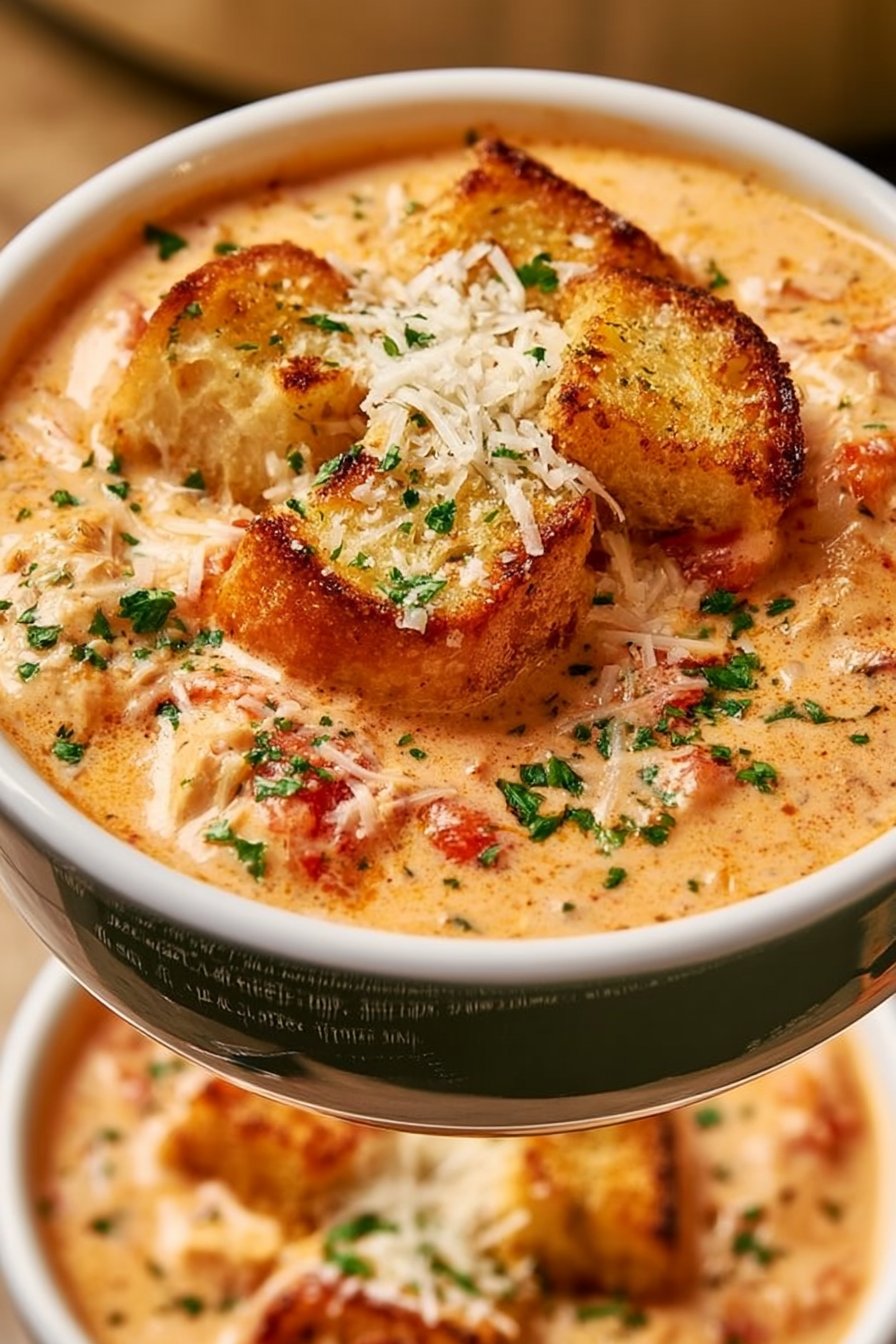 Crock Pot Creamy Chicken Parmesan Soup