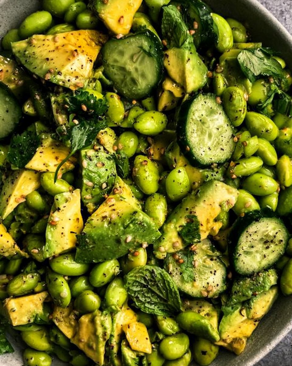 Cucumber Edamame Avocado Salad