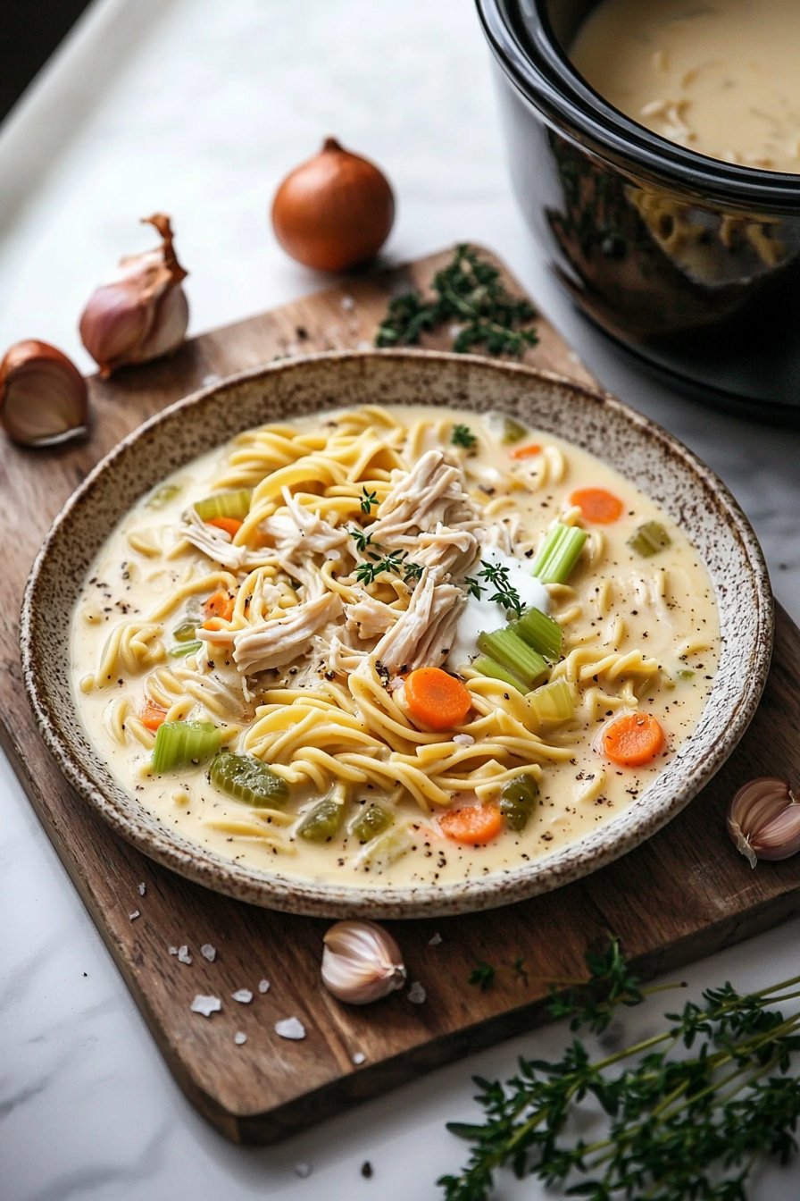 Crockpot Creamy Chicken Noodle Soup