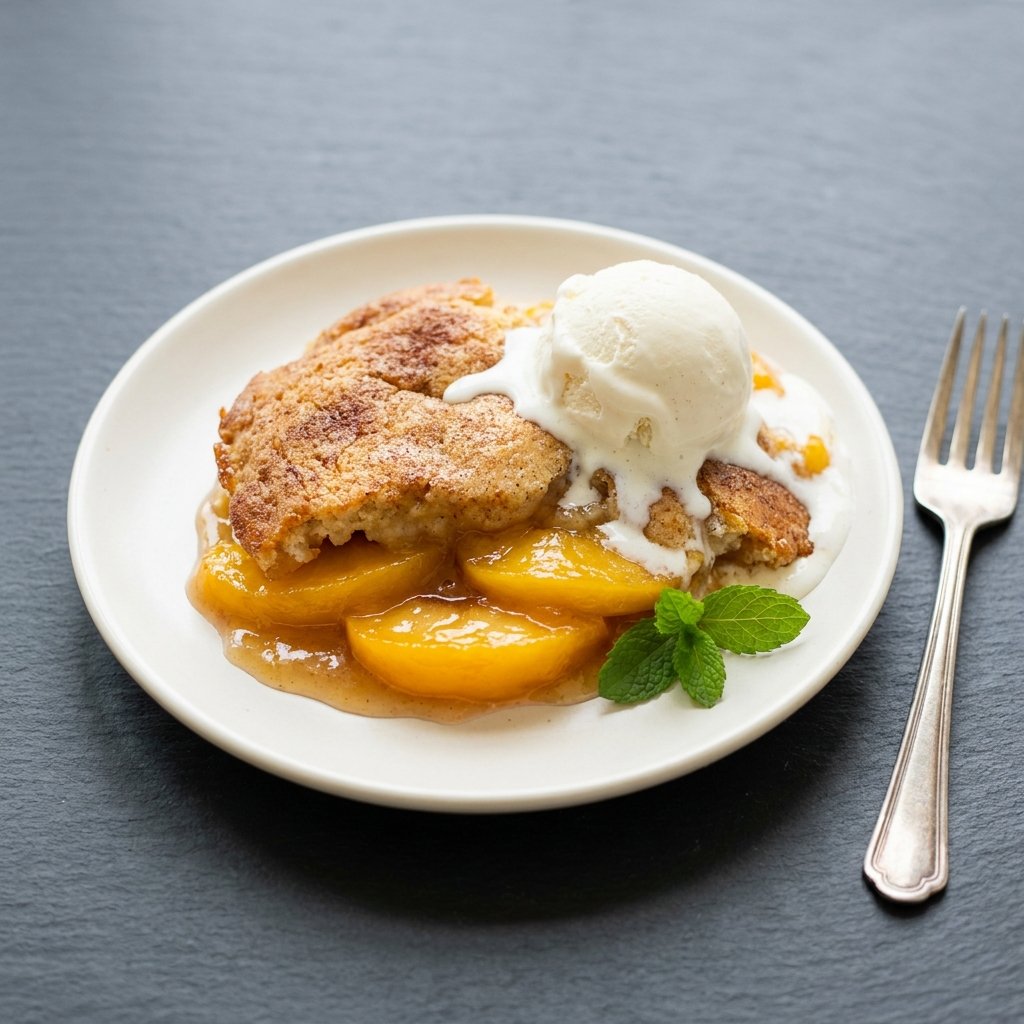 4 Ingredient Peach Cobbler with Canned Peaches