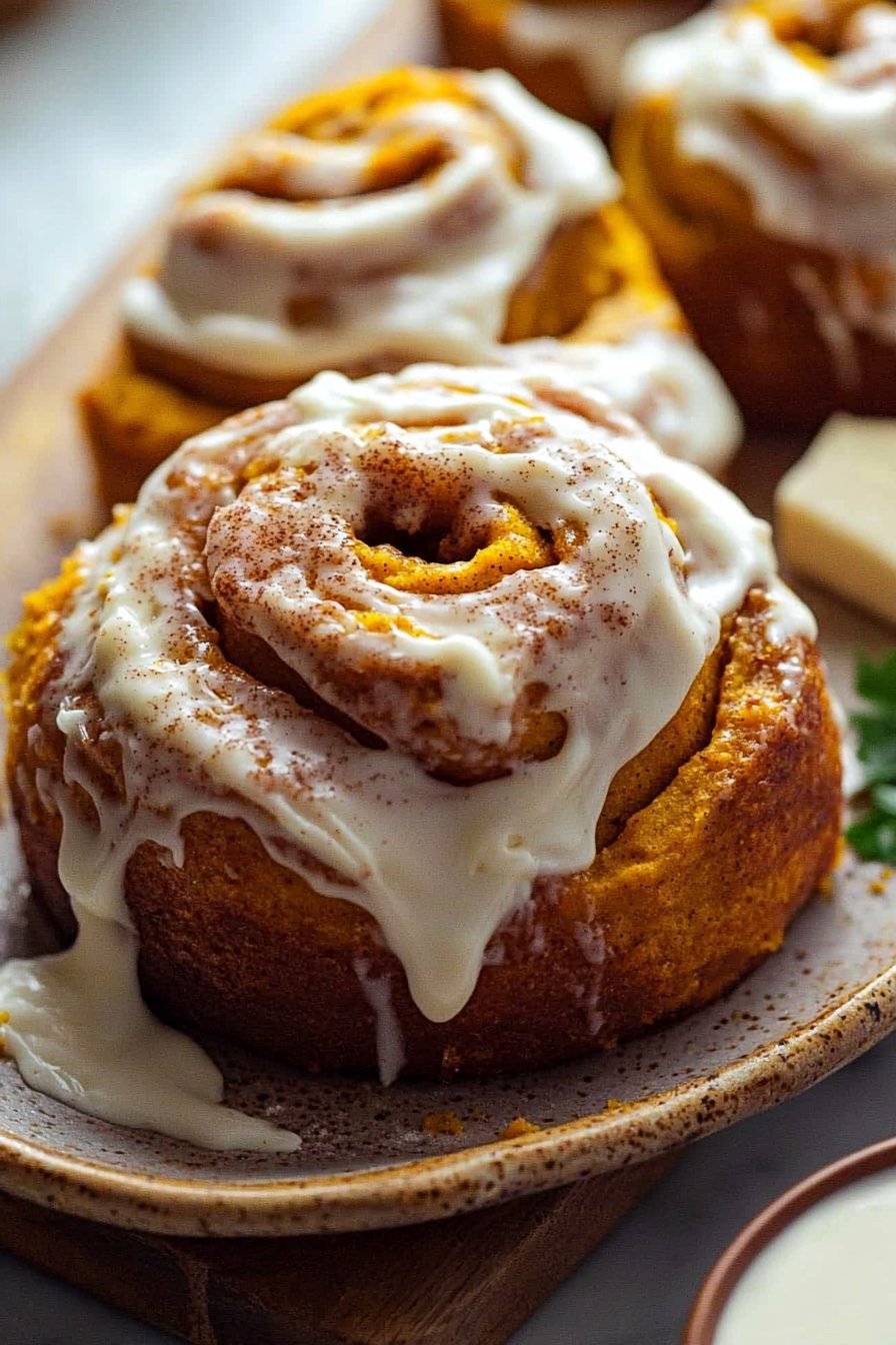 Pumpkin Cinnamon Rolls with Cream Cheese Frosting