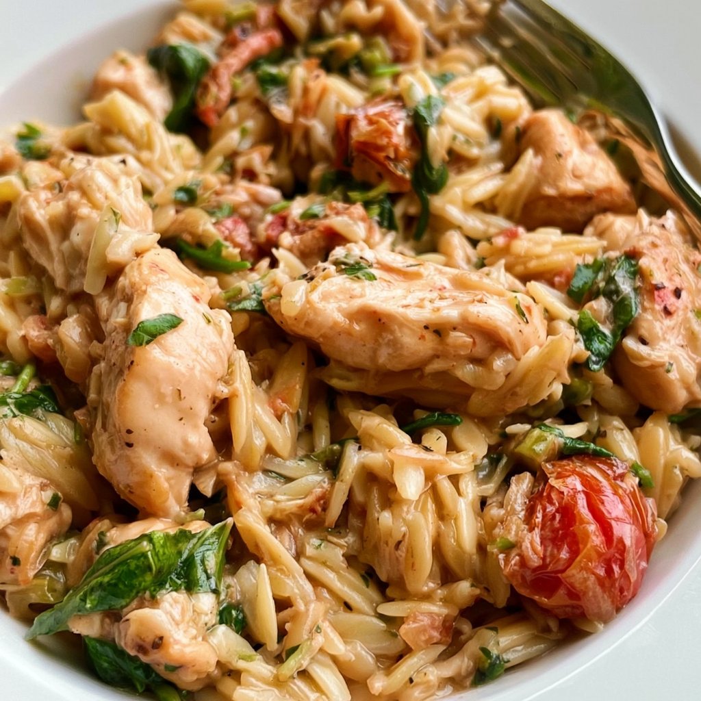 High-Protein Chicken Orzo with Veggies