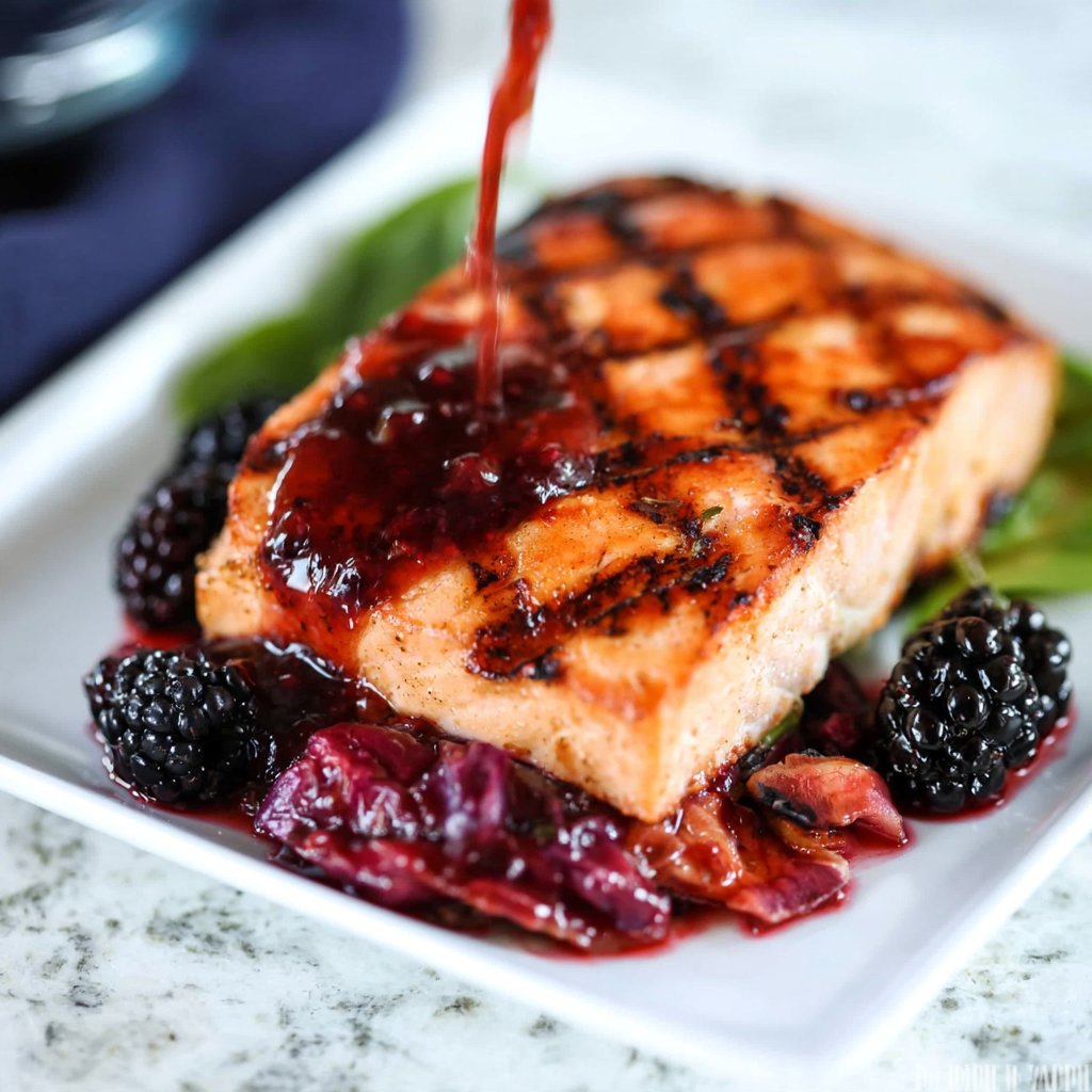 Grilled Salmon with Blackberry Sauce