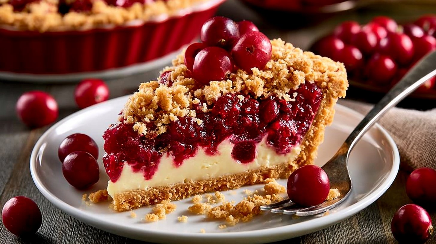 Cranberry Cream Cheese Crumb Pie
