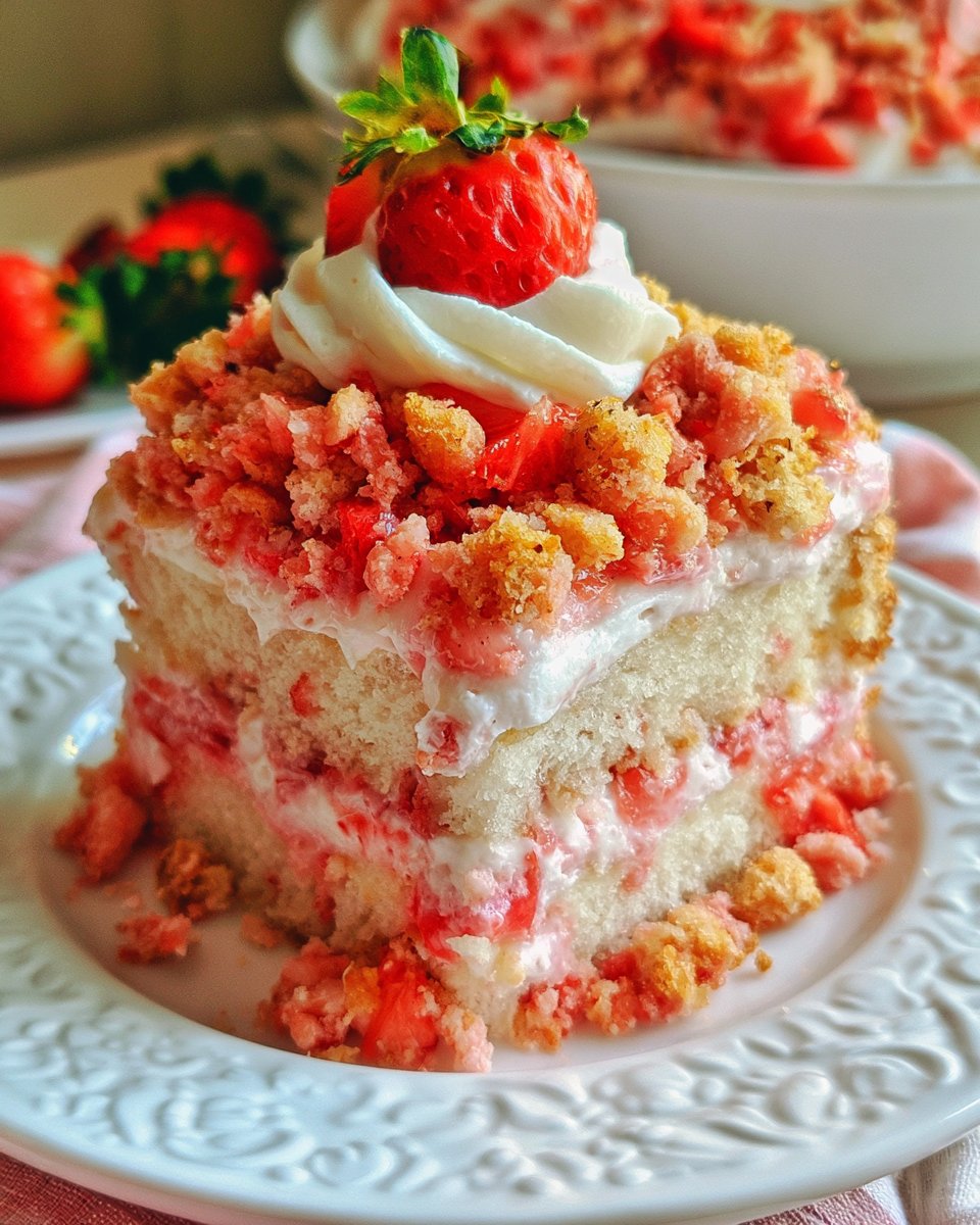 Strawberry Crunch Poke Cake Recipe