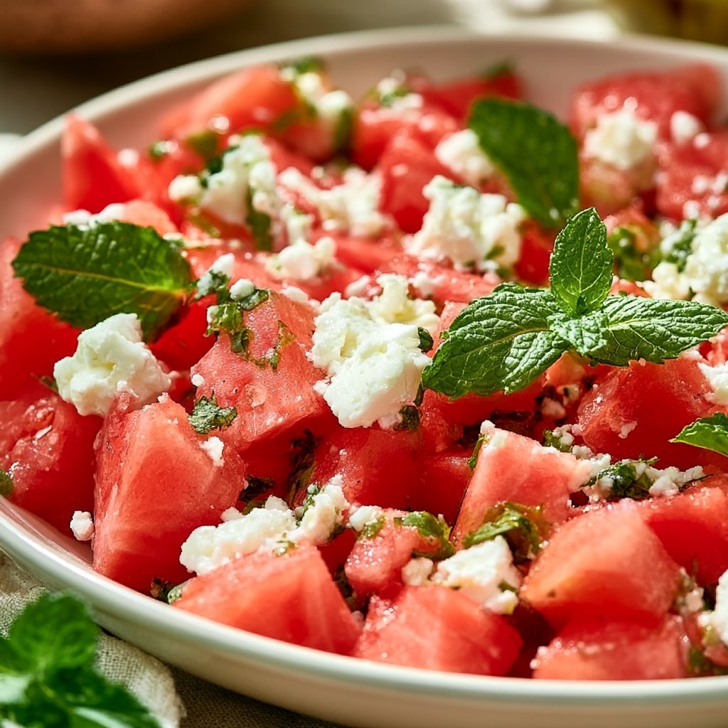 Wassermelonen-Feta-Salat mit Minze