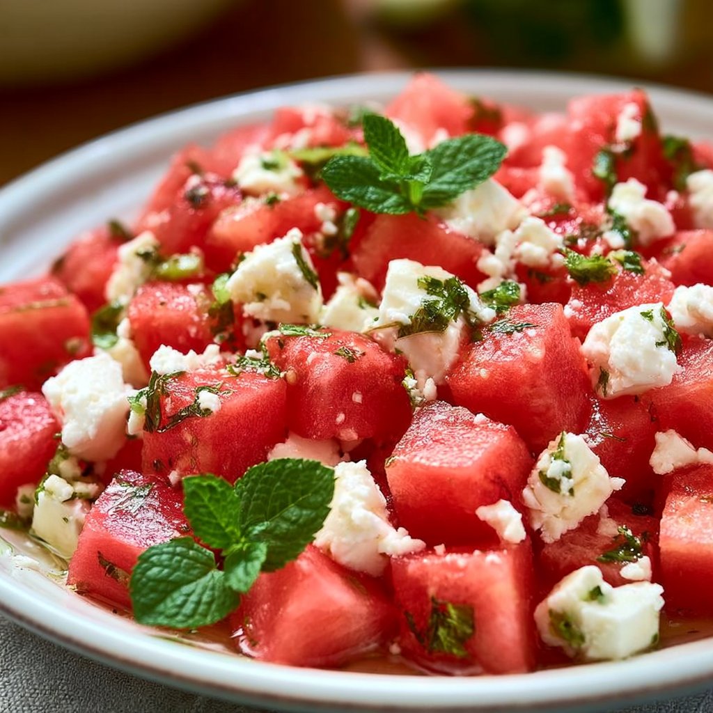 Wassermelonen-Feta-Salat mit Minze