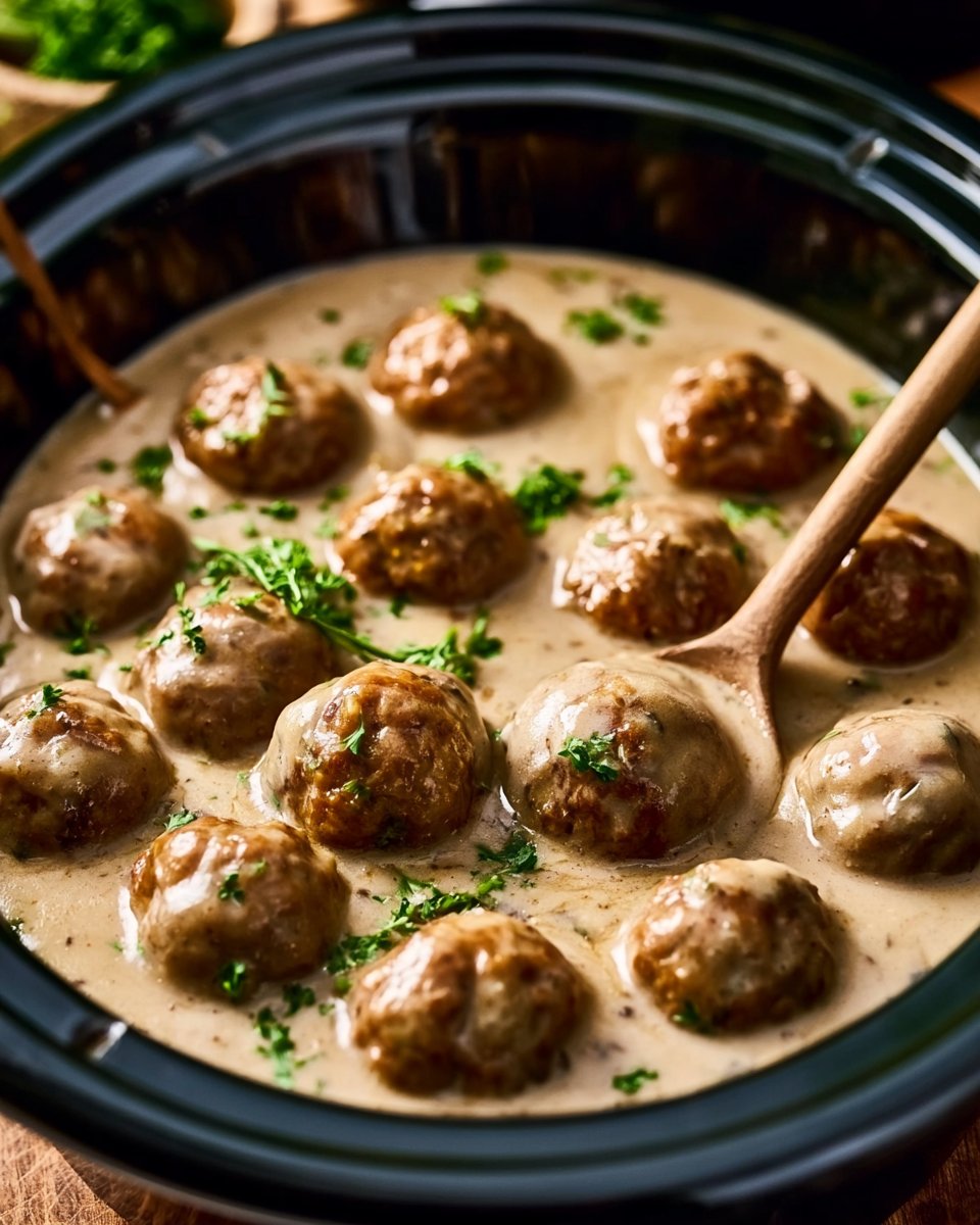Swedish Meatballs with Gravy in a Slow Cooker