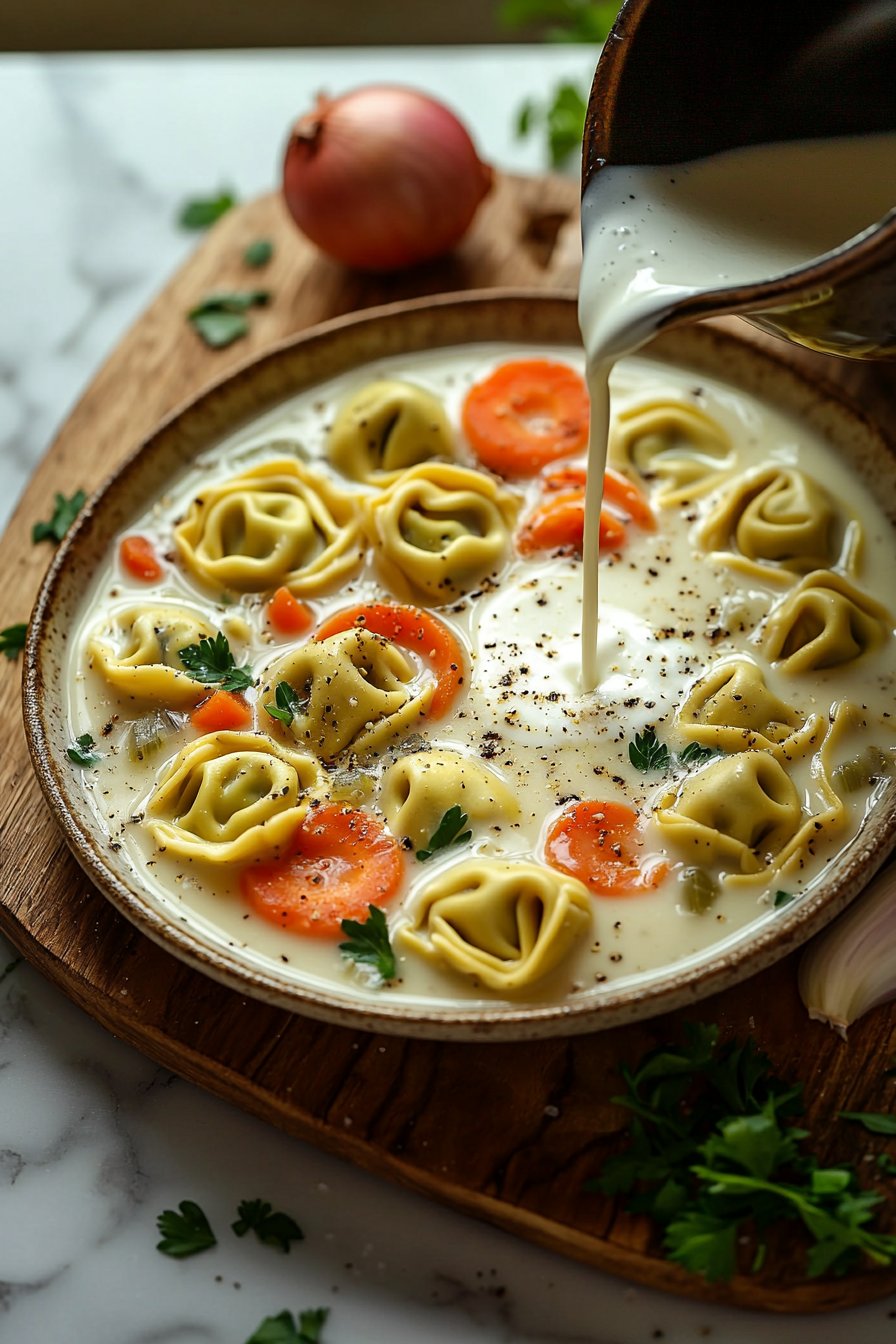 Cremige Tortellini-Suppe