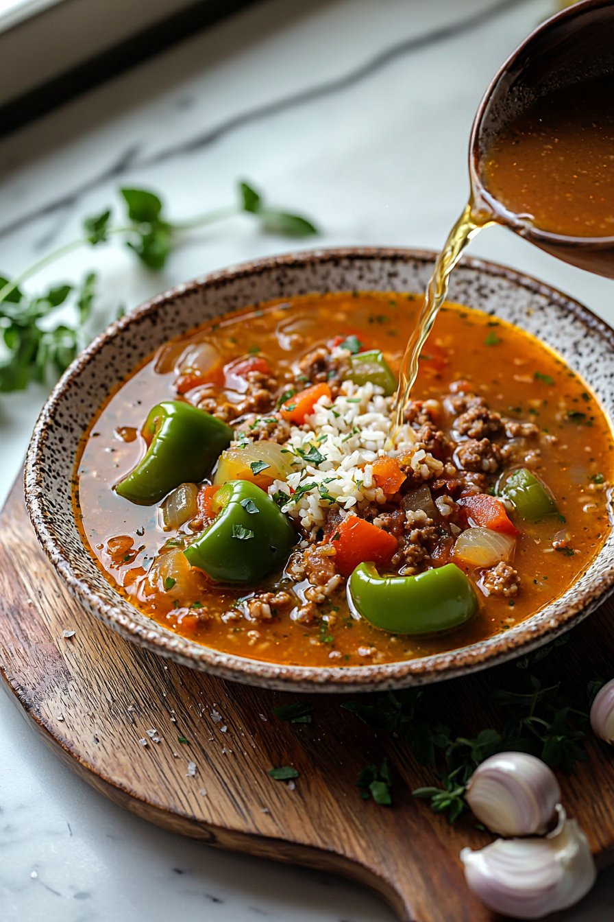 Hausgemachte gefüllte Paprika-Suppe