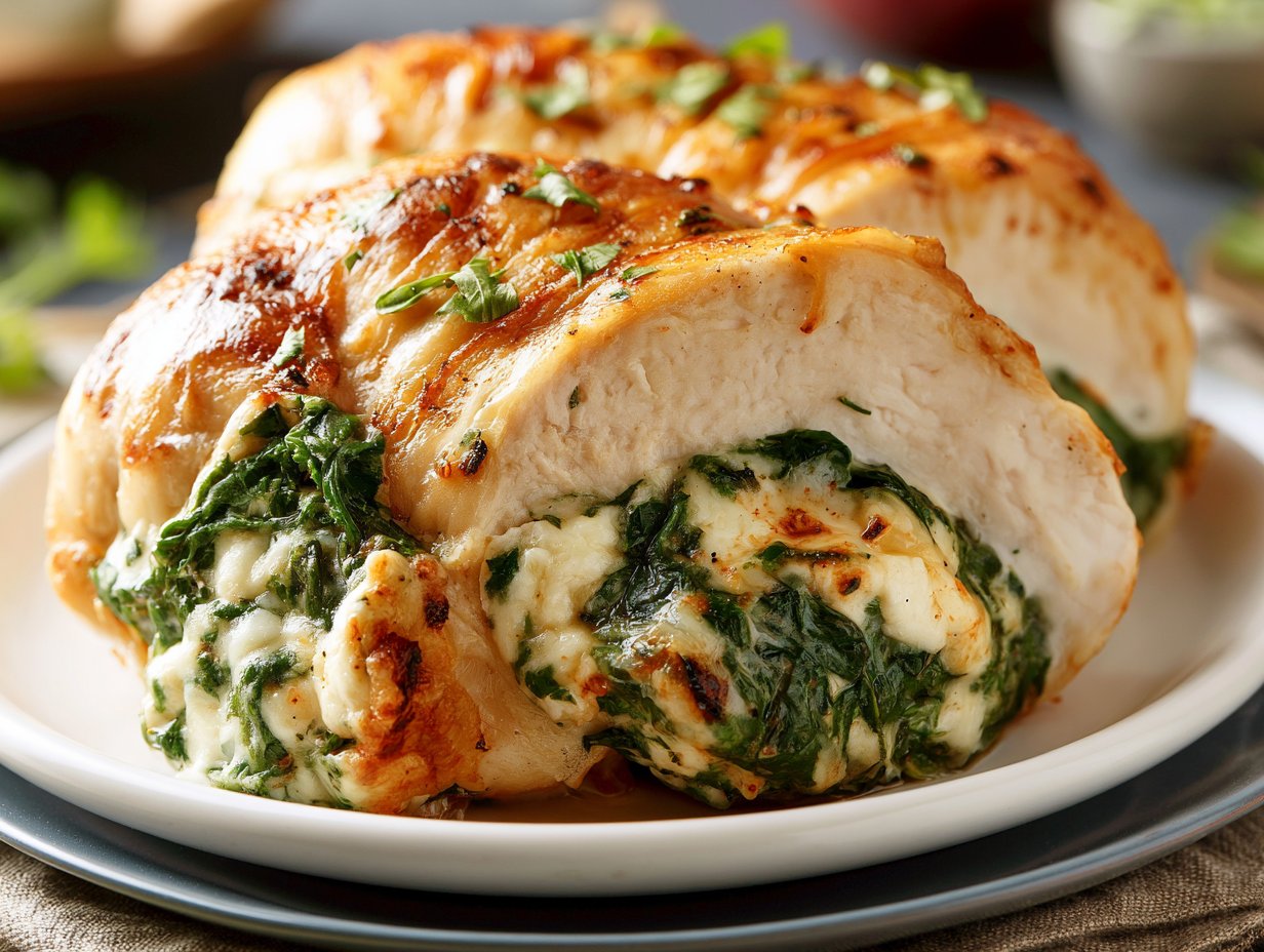 Hähnchenbrust mit Spinat-Frischkäse-Füllung