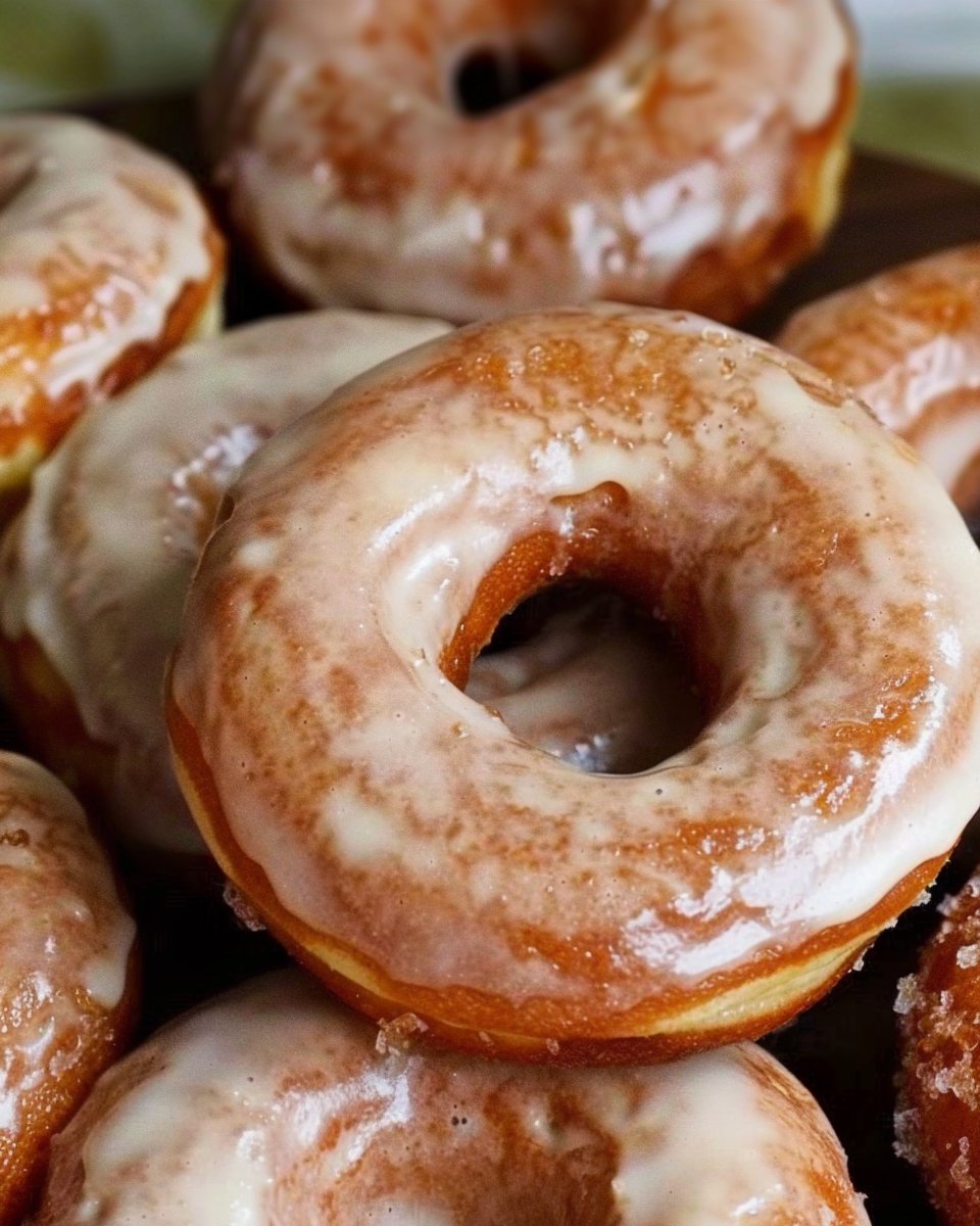Fried Apple Cider Donuts with Maple Icing