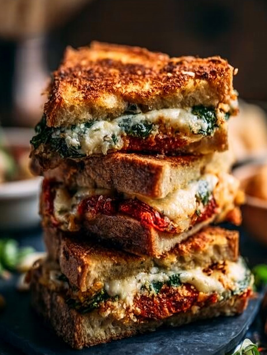 Sándwich de Queso a la Parrilla con Feta y Espinacas