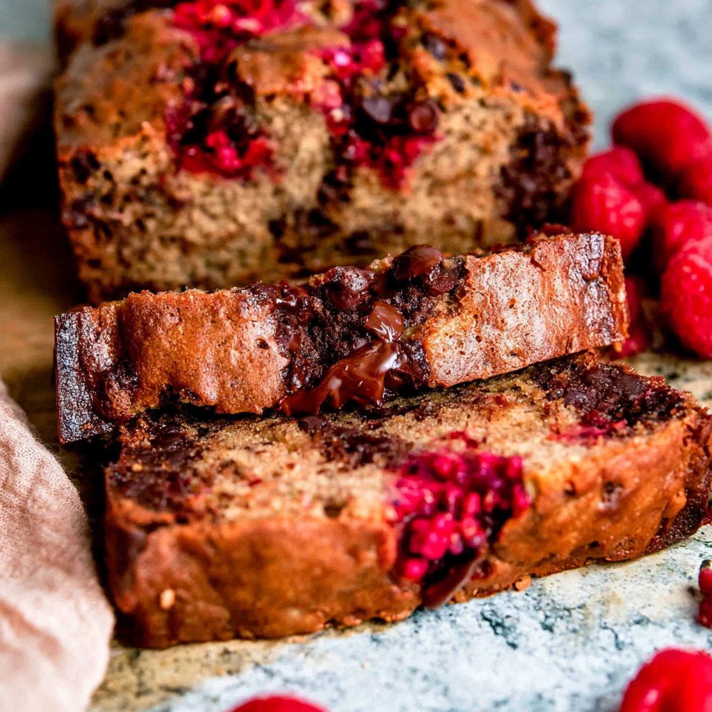 Raspberry Dark Chocolate Banana Bread