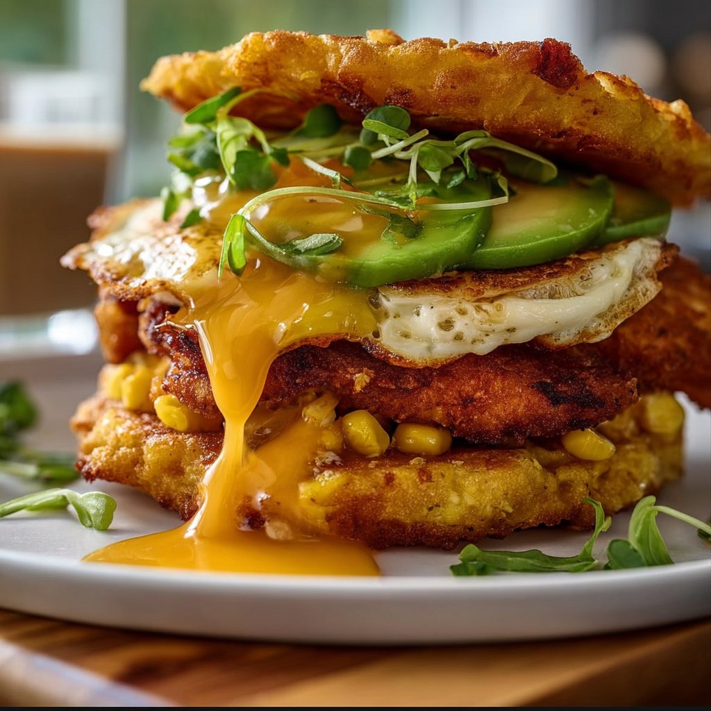 Corn Fritter Breakfast Sandwiches 3 Corn Fritter Breakfast Sandwiches