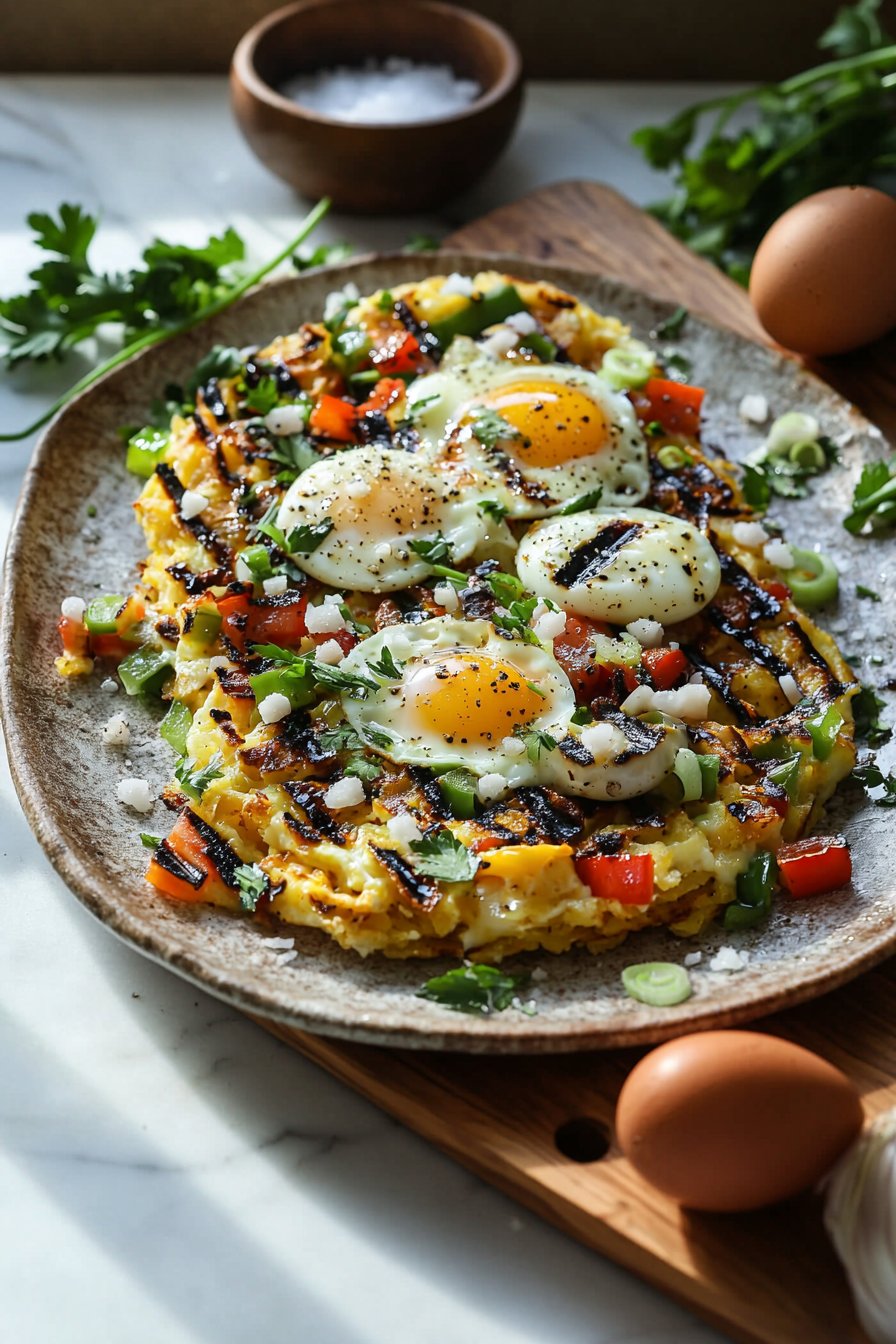 Loaded Grilled Hash Brown Omelette