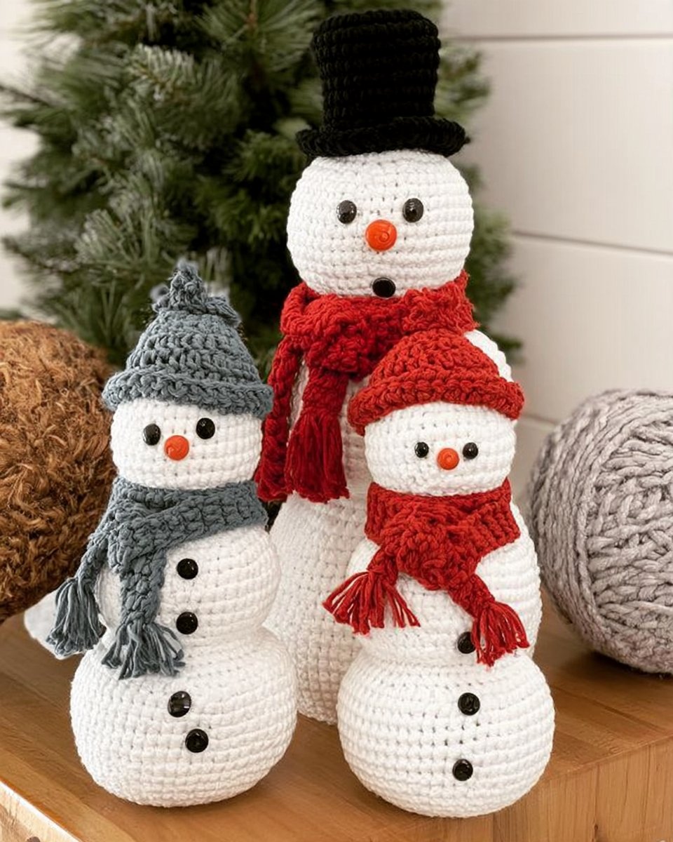 Creating a Jumbo Amigurumi Crochet Snowman Family