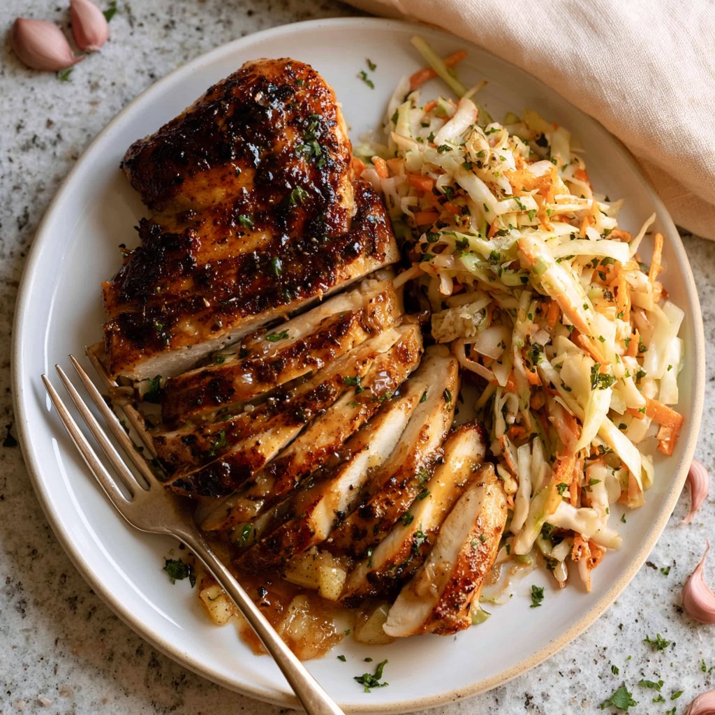 Sticky Apple Cider Chicken with Autumn Slaw