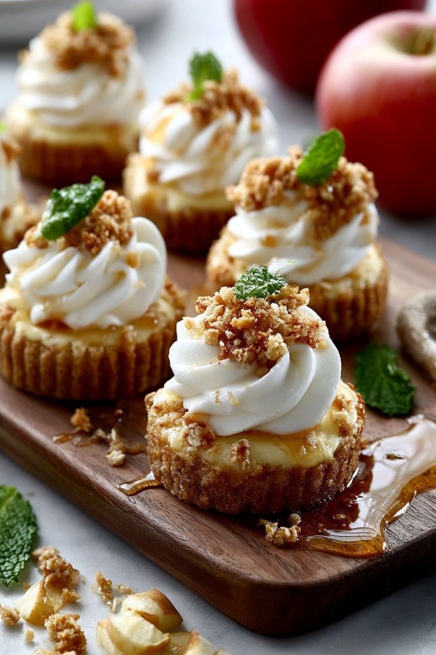 Apple Crisp Mini Cheesecake Bites - Easy Autumn Dessert Cups 2 Apple Crisp Mini Cheesecakes