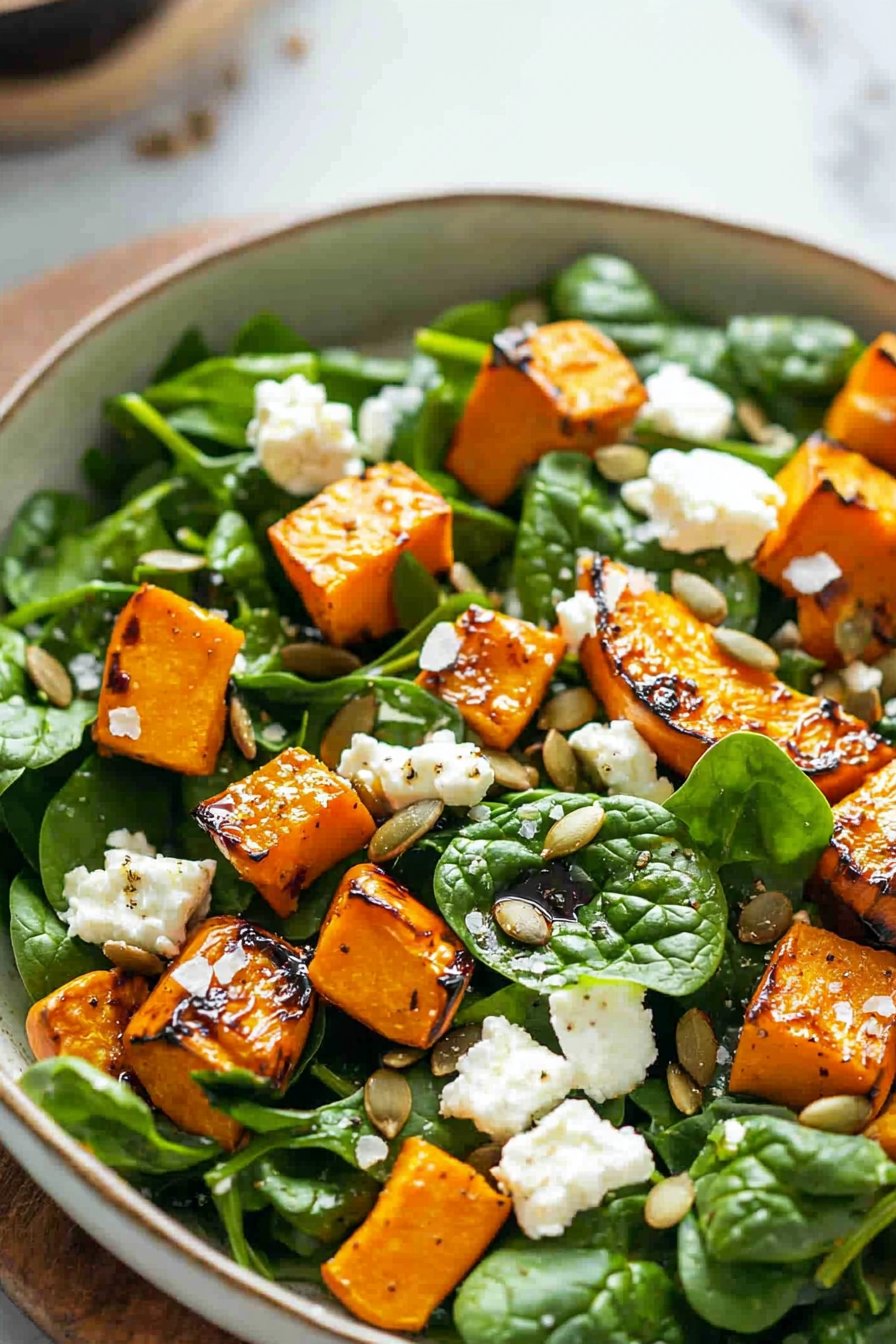 Roast Pumpkin, Spinach and Feta Salad