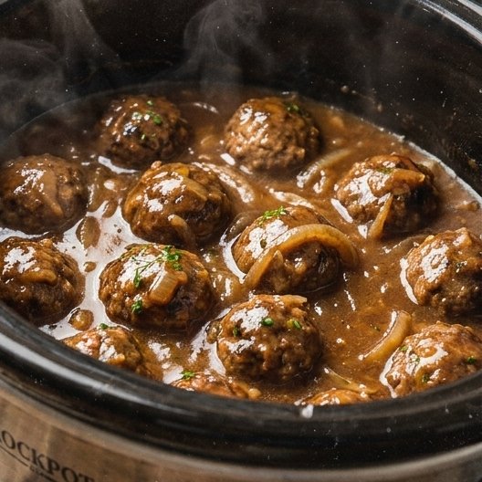 Slow Cooker Salisbury Steak Meatballs