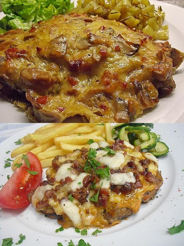 Pork Steaks or Medallions with Bacon and Cheese