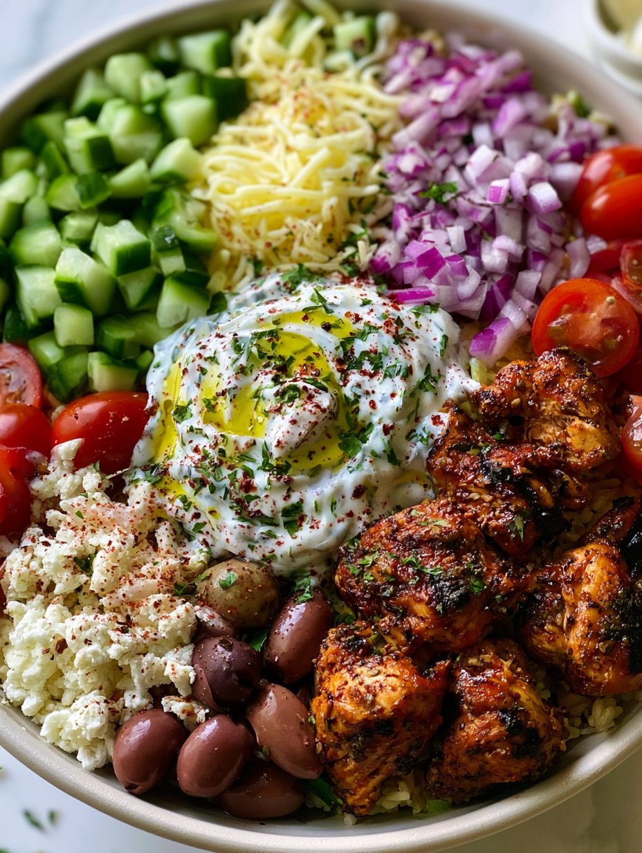 Tazón de Gyro de Pollo (15 Minutos, Libre de Gluten): El Tazón Mediterráneo de Pollo que Querrás Cada Semana