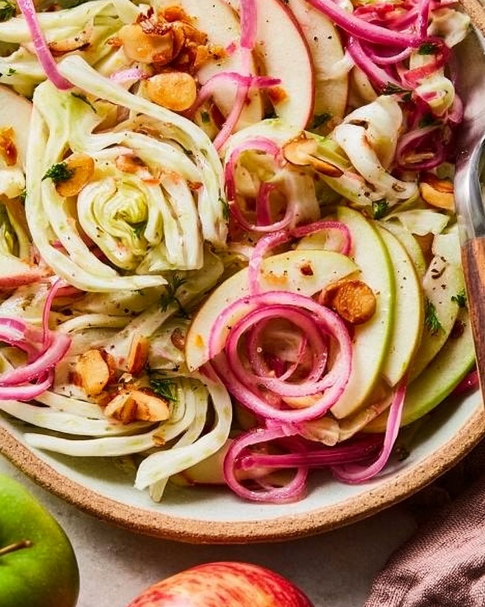 Apple and Fennel Salad with Pickled Onions and Almonds