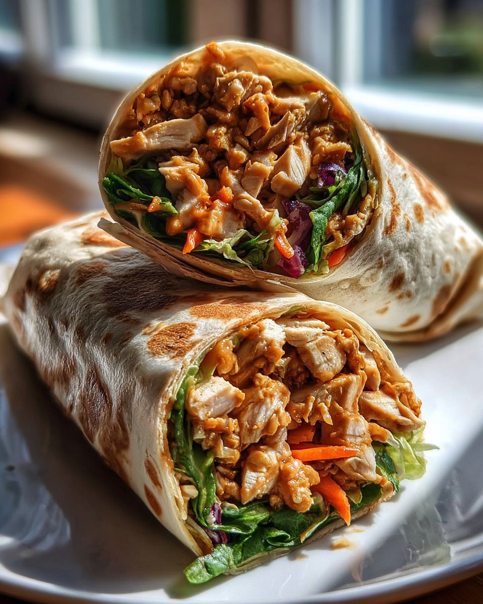 Thai-Style Spiced Peanut Chicken Wraps