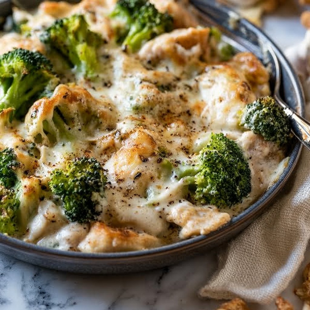 Keto Chicken Alfredo with Broccoli Bake