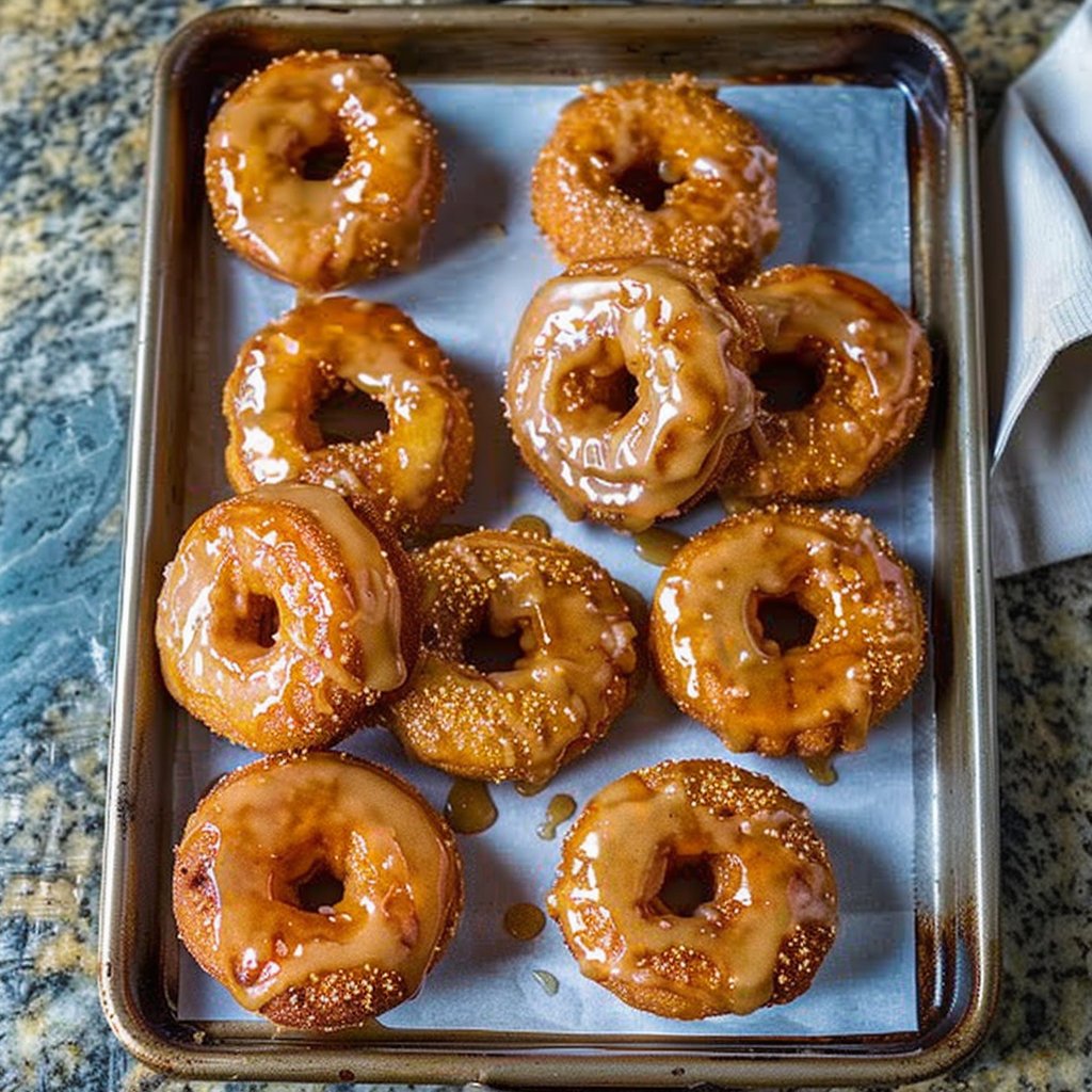 Baked Pumpkin Donuts Topped with Sweet Maple Glaze