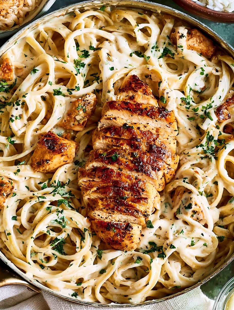 Fettuccine Alfredo con Pollo Casero