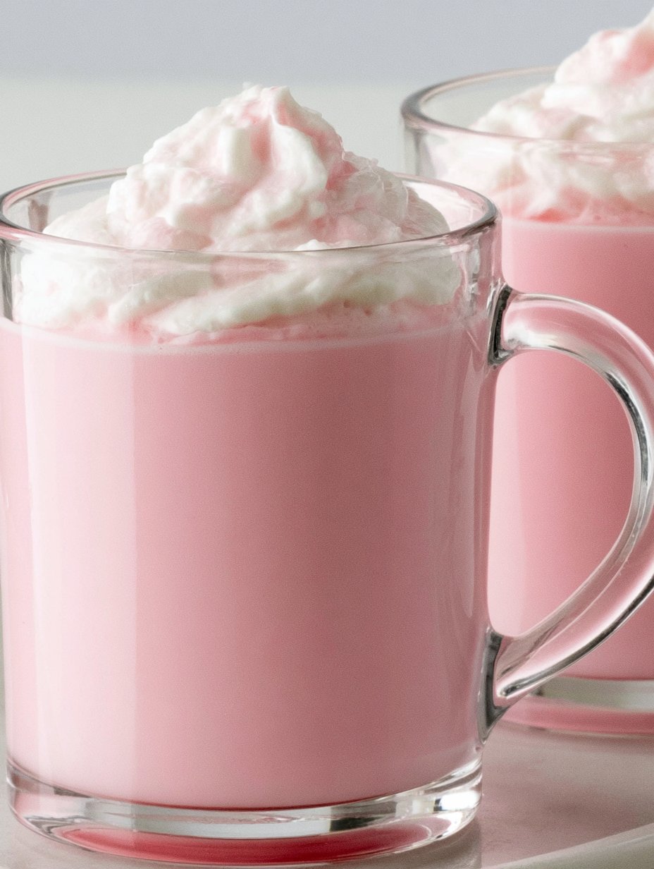 Chocolate Blanco Caliente de Fresa con Crema Batida Casera