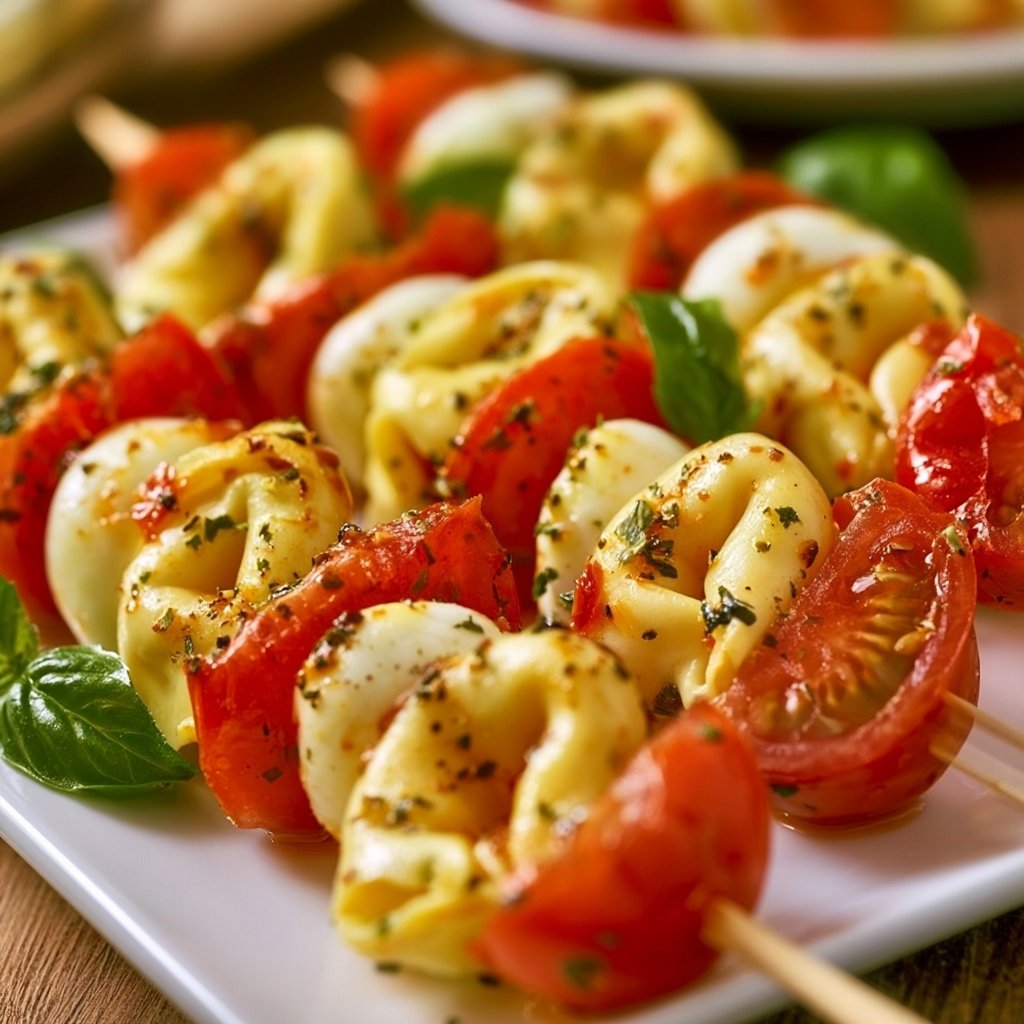Tortellini-Spieße mit Tomate und Mozzarella