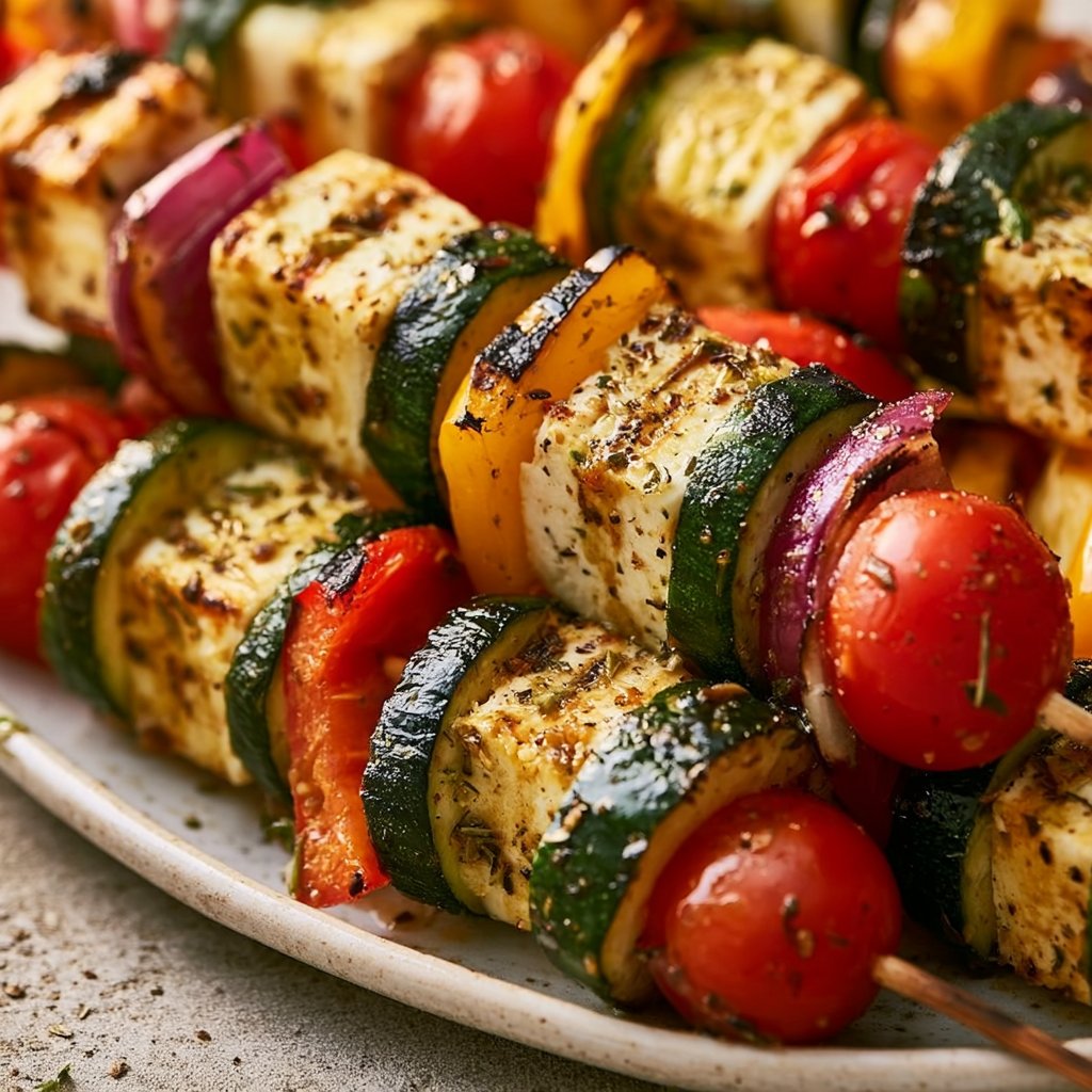Sonnenverwöhnte Feta-Gemüse-Spieße vom Grill