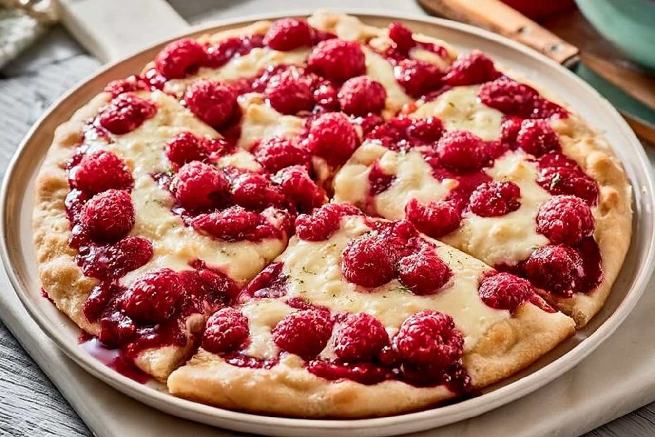 Raspberry Cheesecake Dessert Pizza