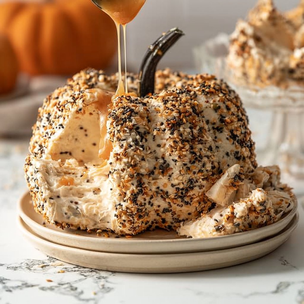 Everything Bagel Pumpkin-Shaped Cream Cheese Ball