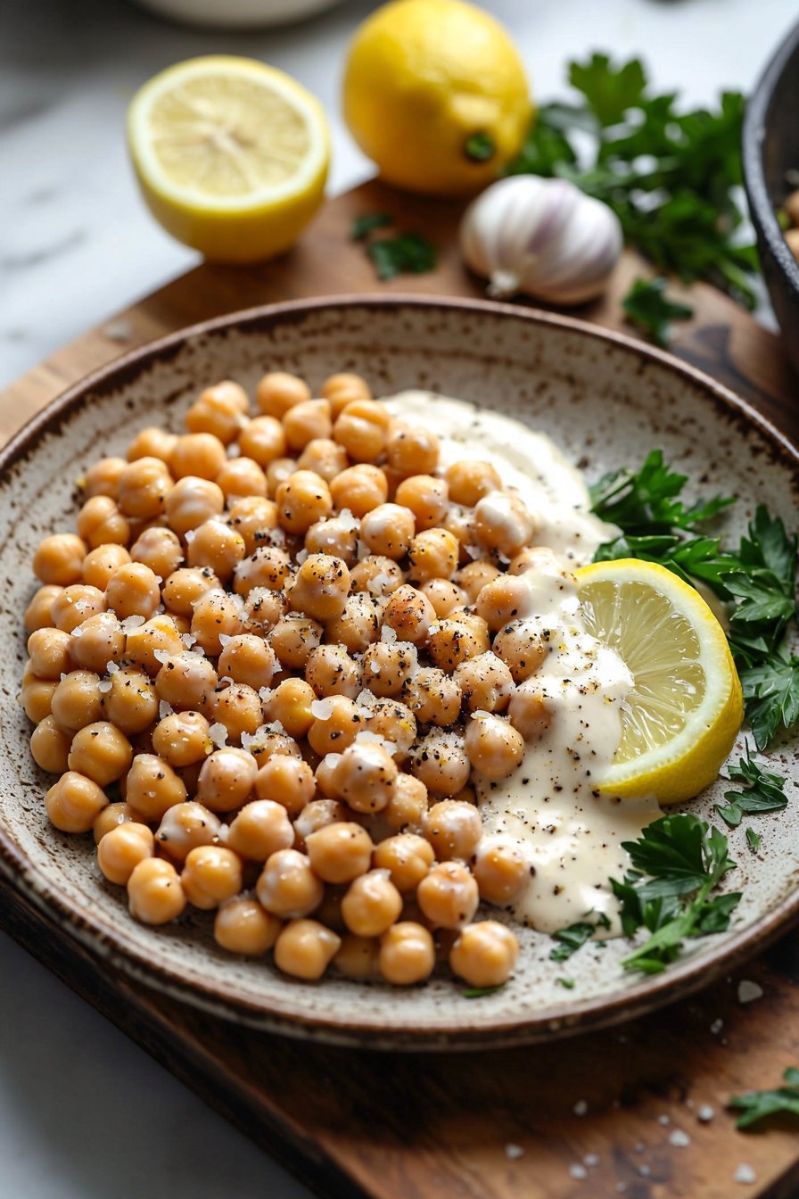 Creamy Lemon Pepper Chickpea Skillet