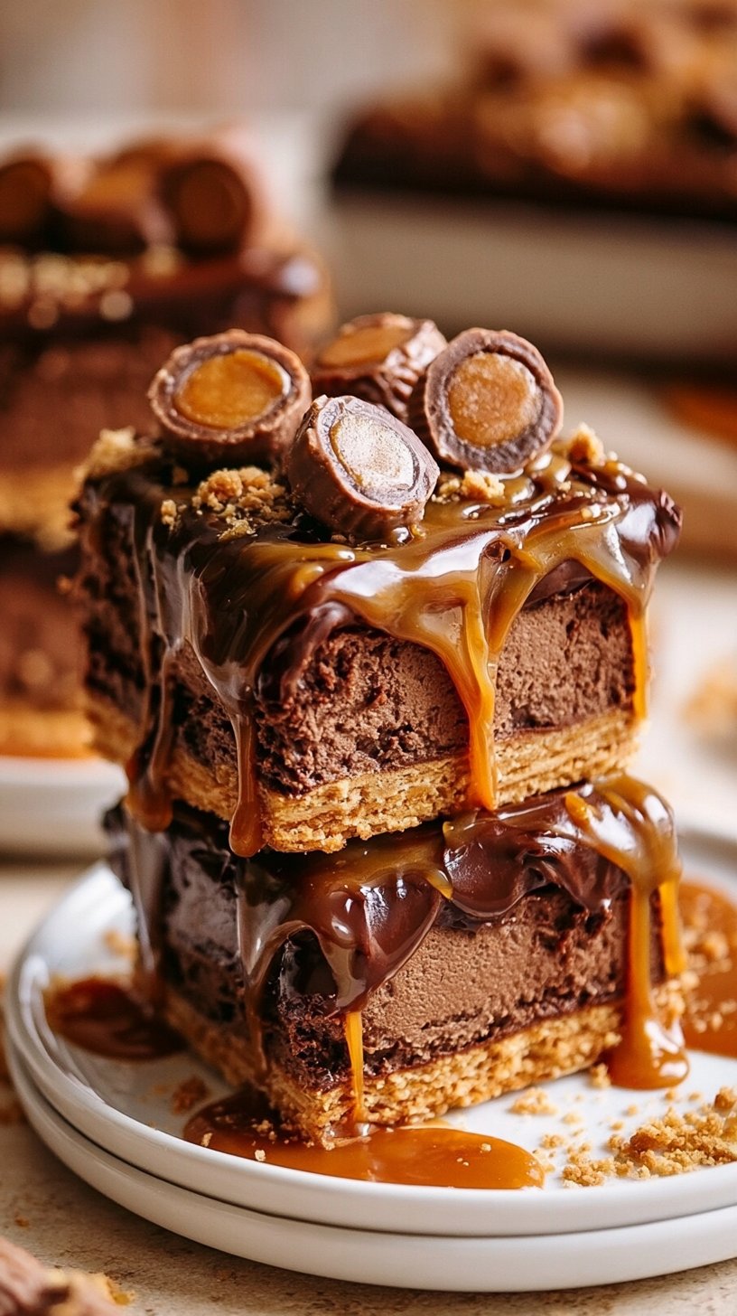 Chocolate Caramel Cheesecake Bars