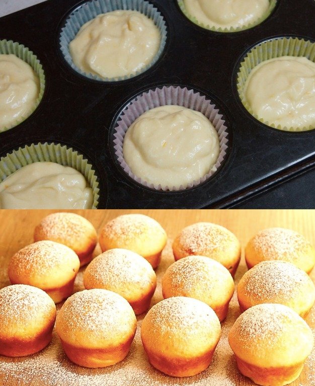 Käsekuchen-Muffins mit Vanillepudding