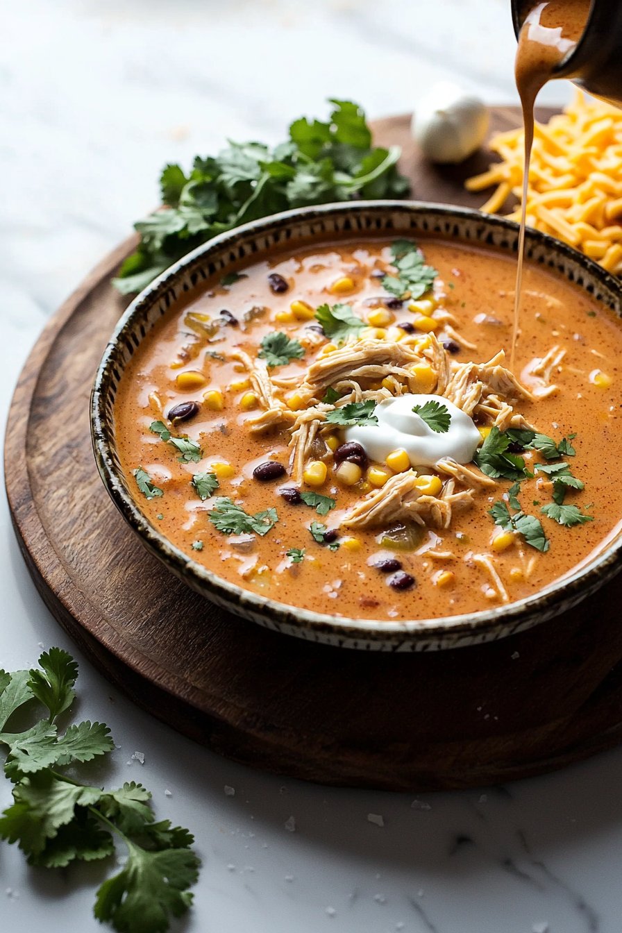 One Pot Creamy Chicken Enchilada Soup