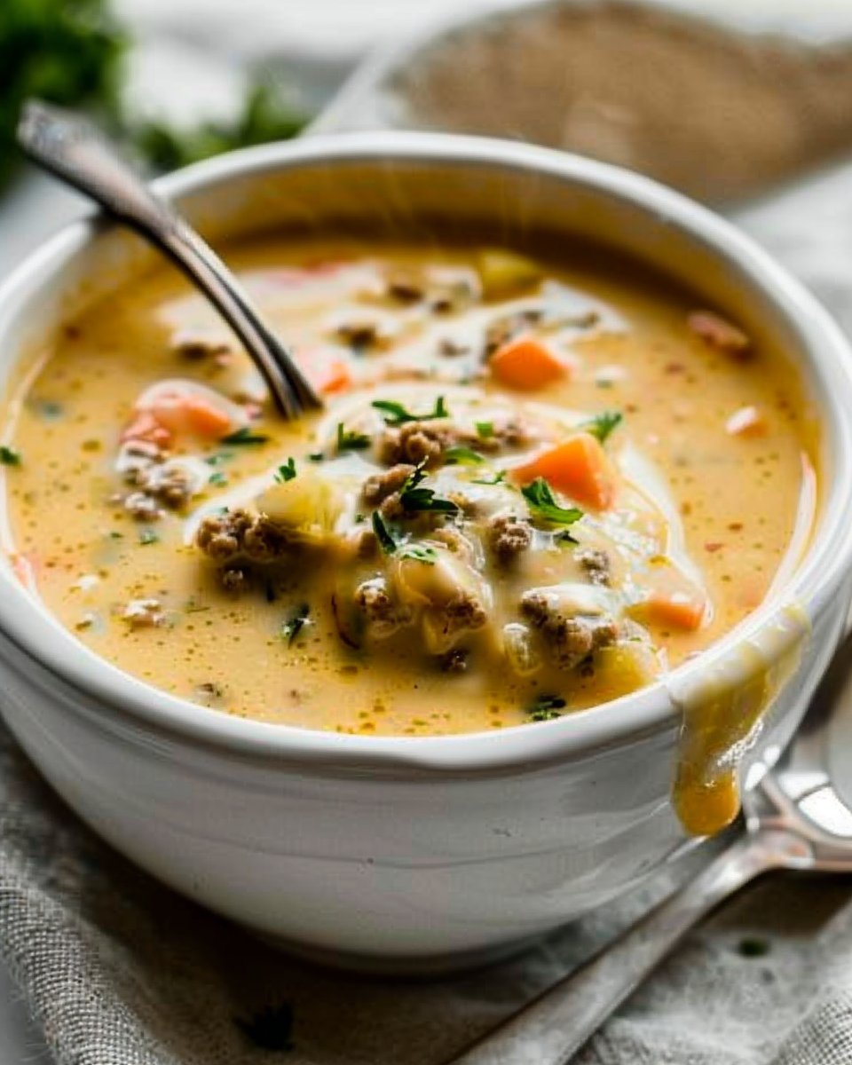 Crock Pot Cheeseburger Soup