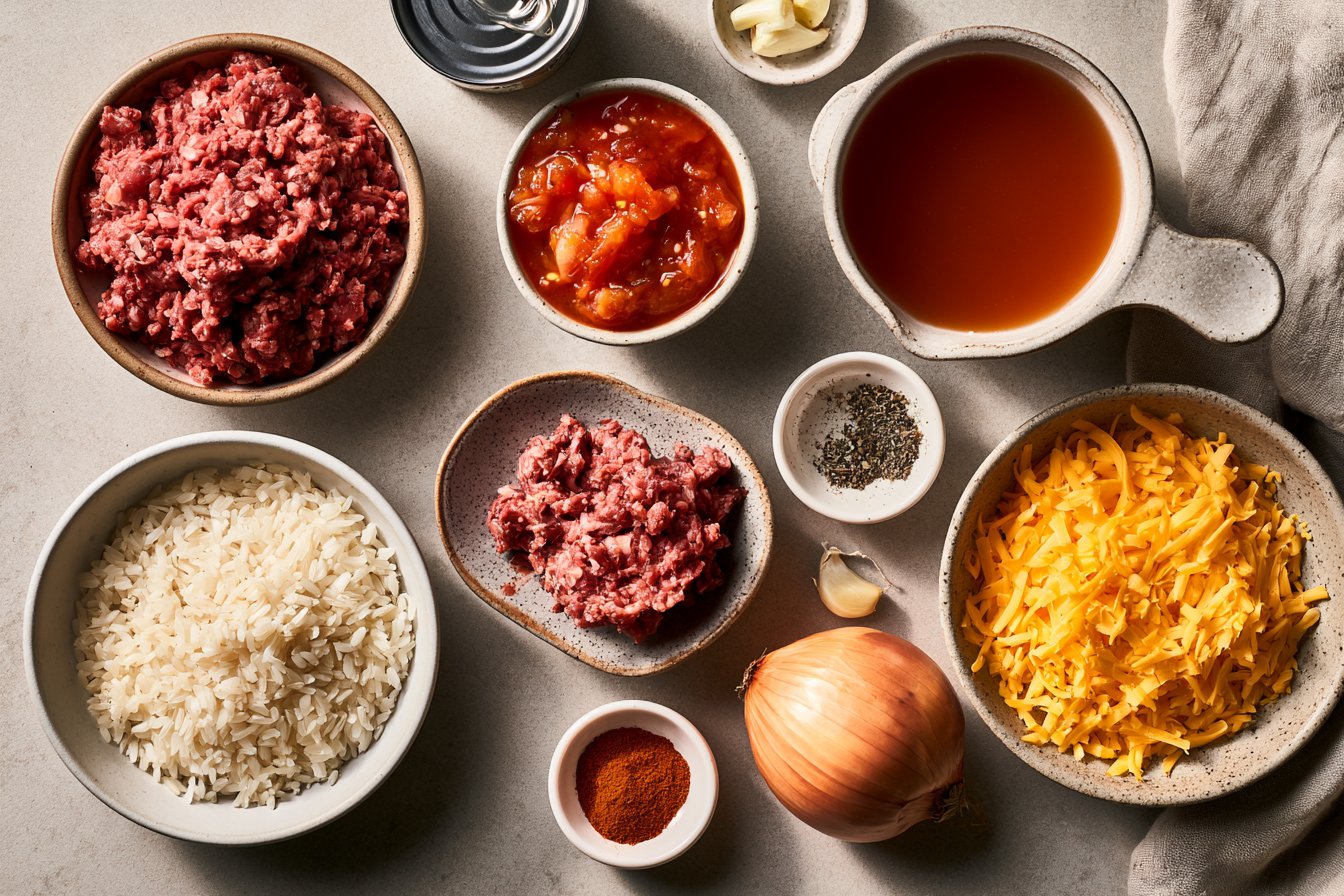 Easy Cheesy Beef and Rice Casserole